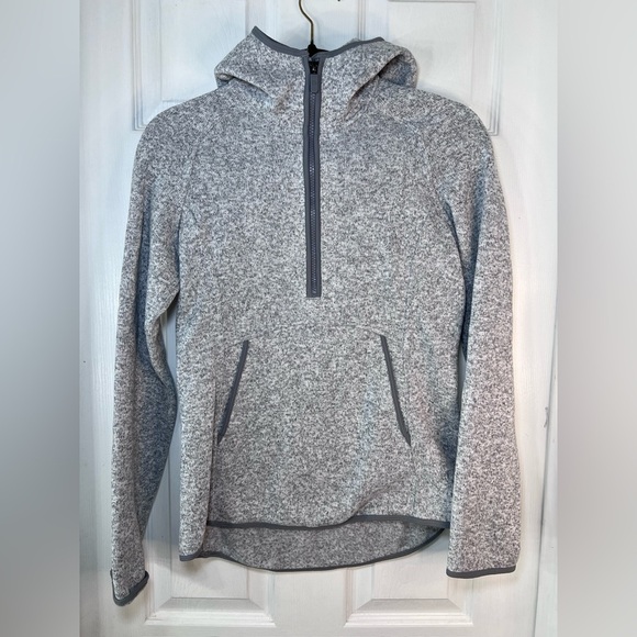 Lululemon Fleece Hoodie Jacket Better Sweater Gray/White Birch Size 6 - Picture 1 of 9